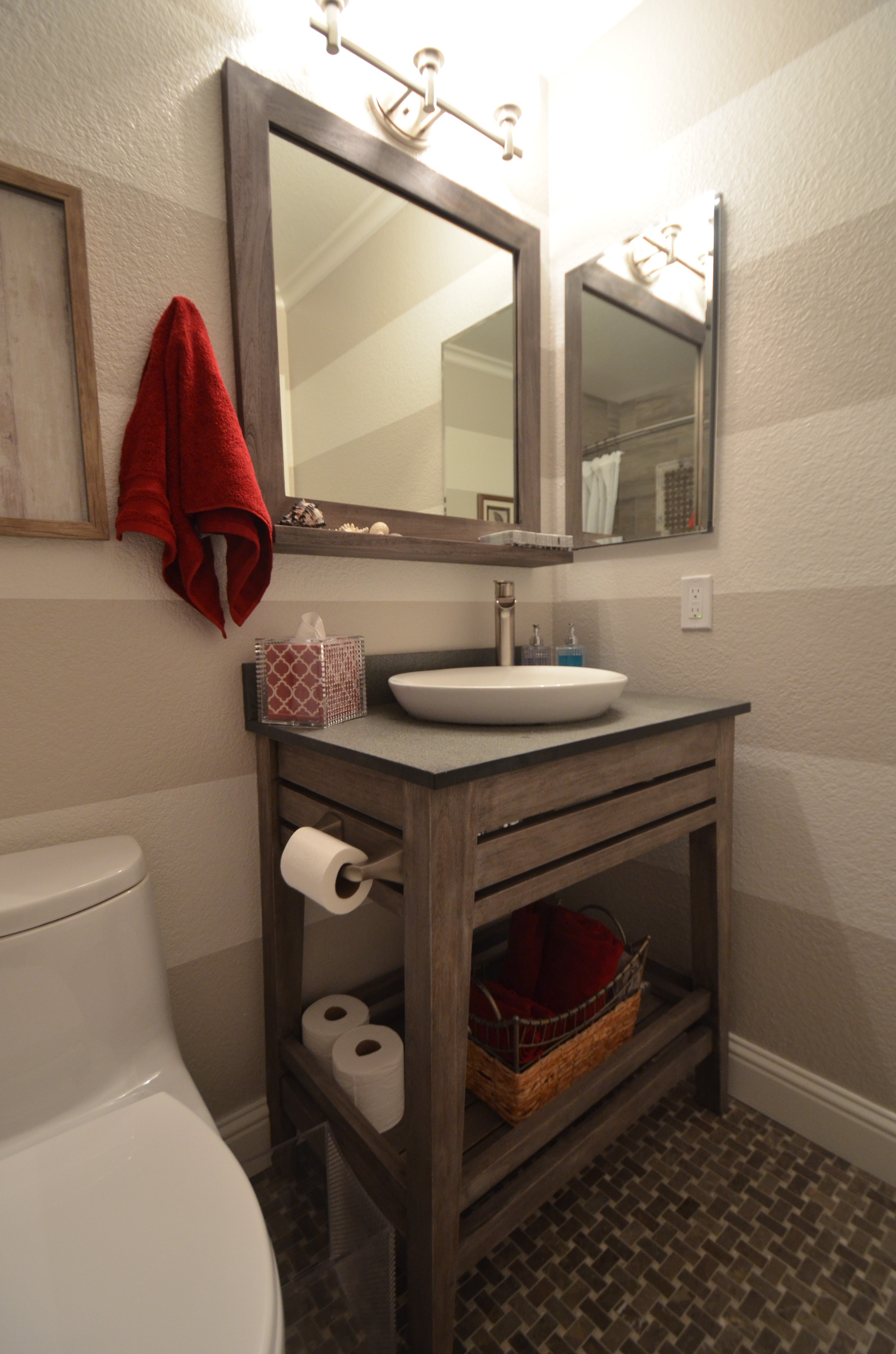 stripped bathroom paint job- beige color 