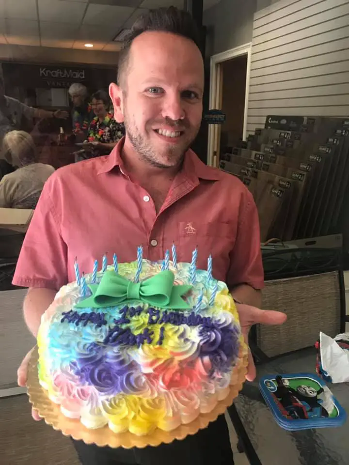 man with birthday cake 