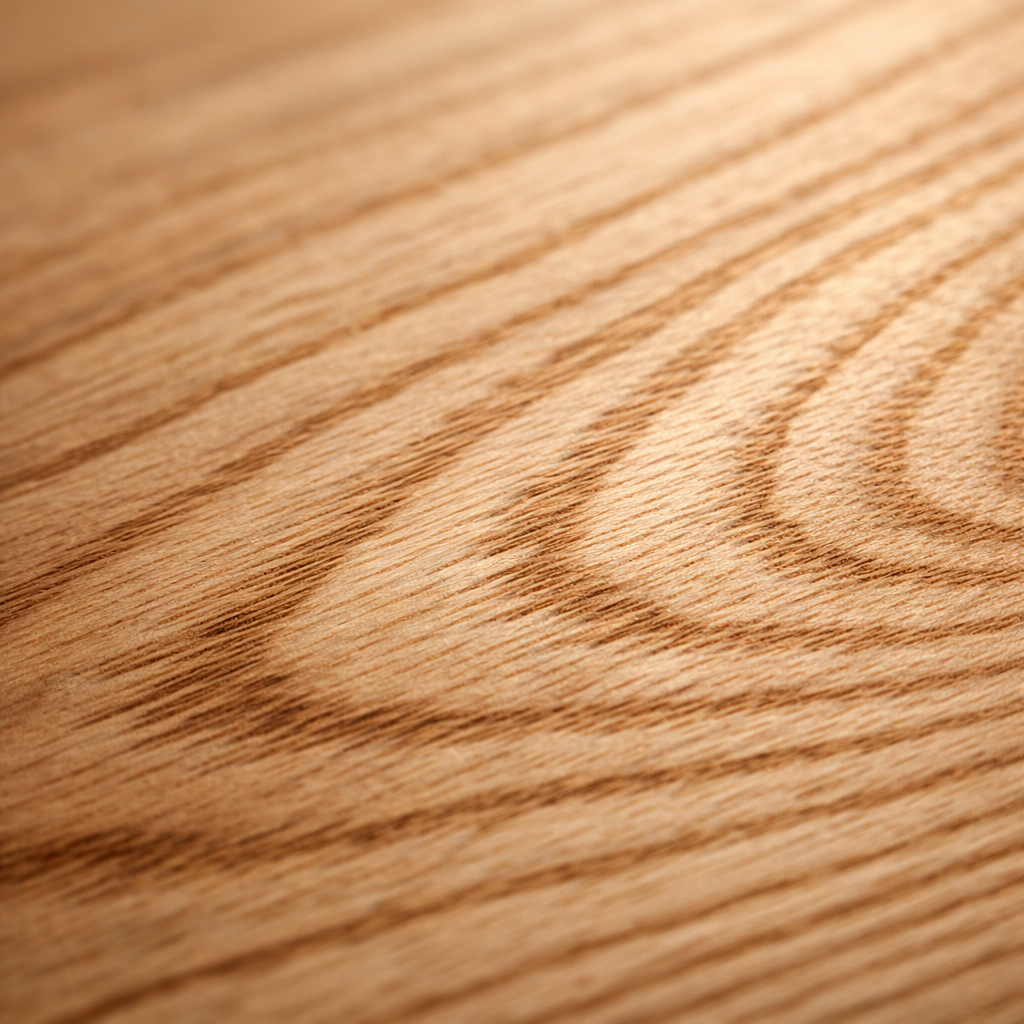Close-up of ash wood showing light blonde coloring and linear grain pattern