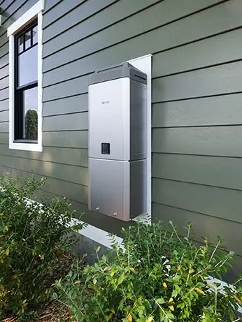 Rinnai RX199iN wall-mounted condensing tankless water heater for an East Bay home remodel.