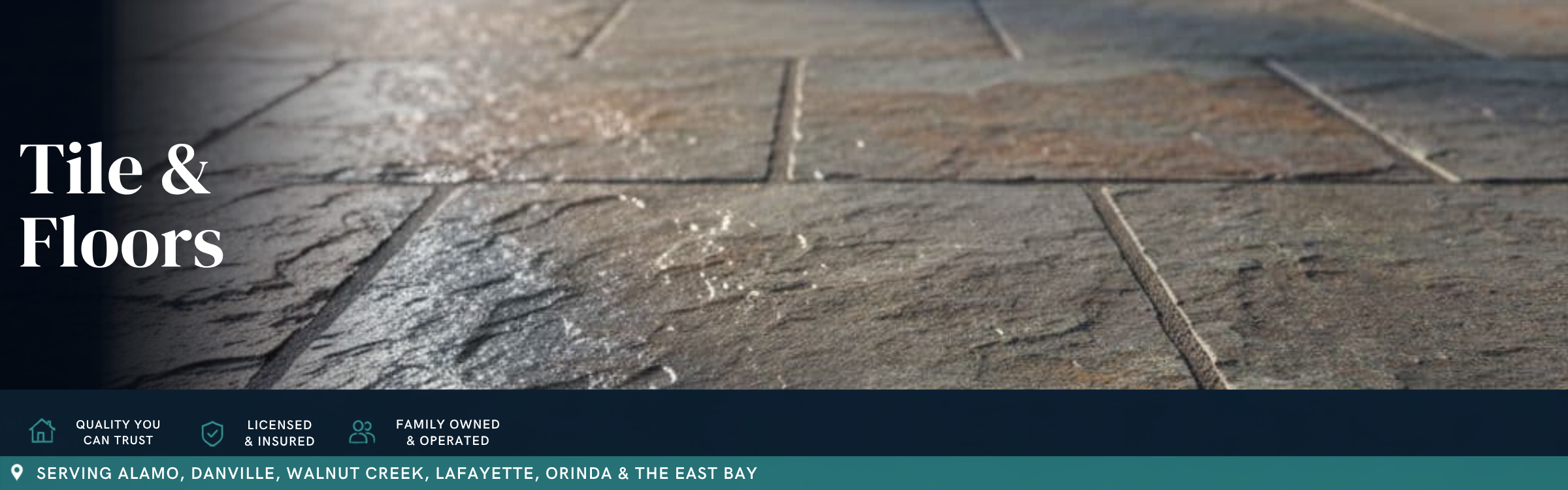 Natural stone tile flooring featuring large-format slate tiles with precision grout lines, professionally installed by Toupin Construction in Walnut Creek, California.